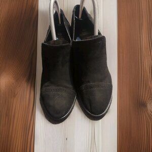 White Stag Black Split Nubuck Velvet Block Heel Boots Size 9.5 Y2k Dress Shoes